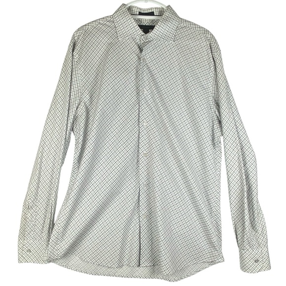 EXPRESS | Men’s Grid Design Button Down Dress Shirt | Size XL‎ — Classic Fit | - Picture 1 of 10